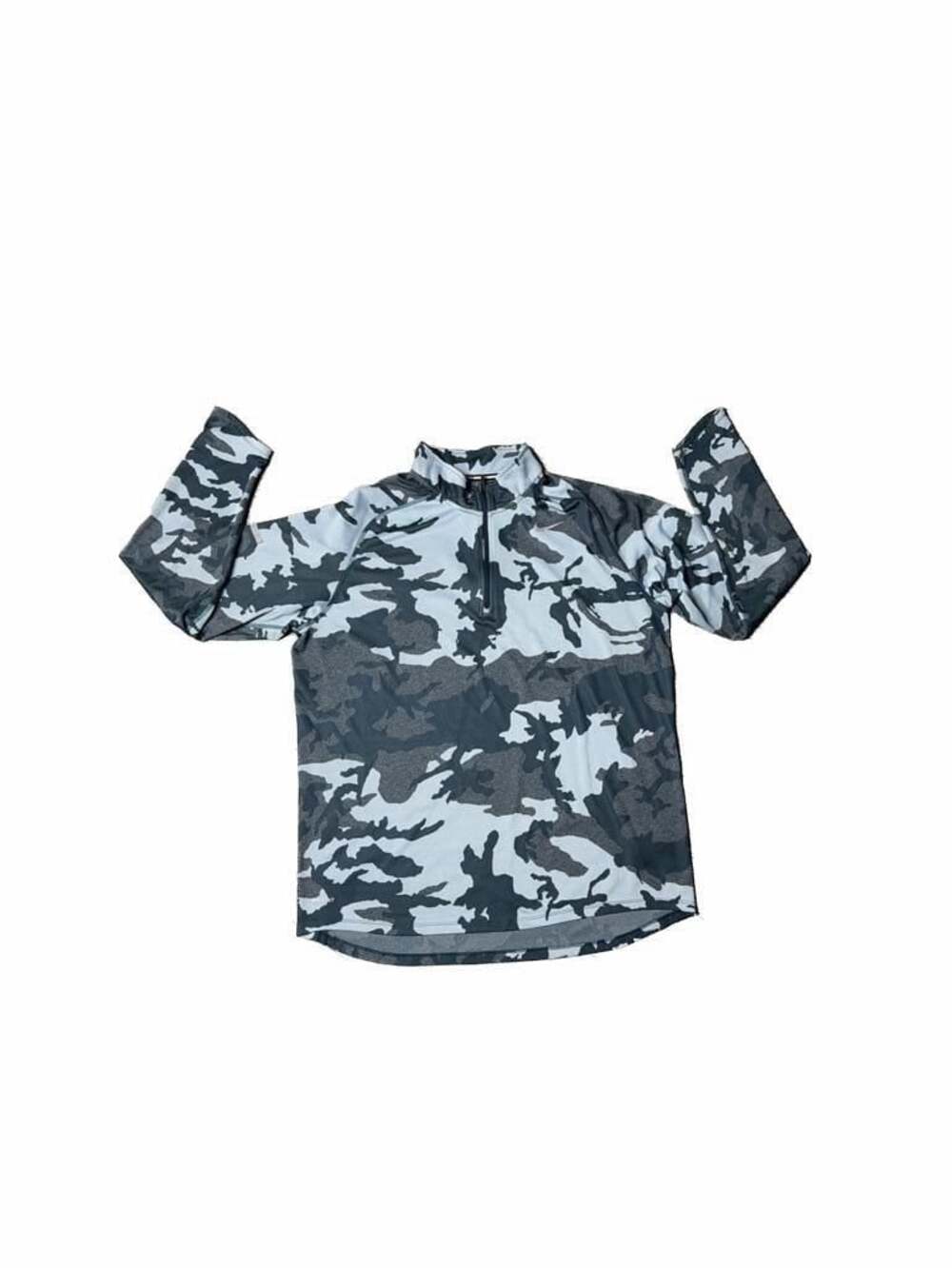 Nike Running Mens Extra Large XL Gray Camo Quarterzip Longsleeve Pullover